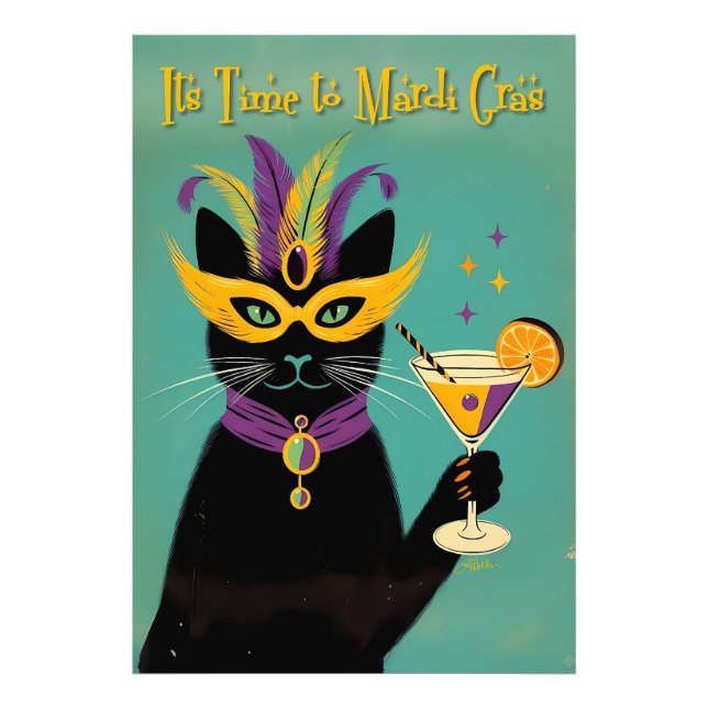 Foto Sofisticados Retro Es hora del Martini de Mardi Gr (Frente)