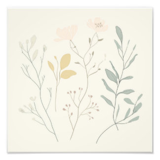 Foto Soft Botanical Poster – Minimal Pastel Floral