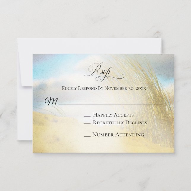 *~* Foto Soft Dune Beach Grass - Wedding RSVP (Anverso)