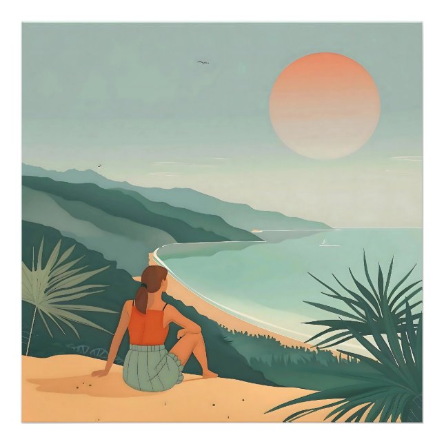 Foto Soledad del atardecer - Impresión de vista costera (Frente)