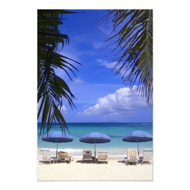 Foto sombrillas en la playa, St. Maarten, Caribe (Frente)