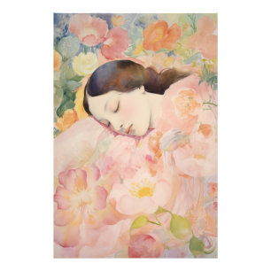Foto Soñando en Flor – Mujer Durmiendo al Acuarela