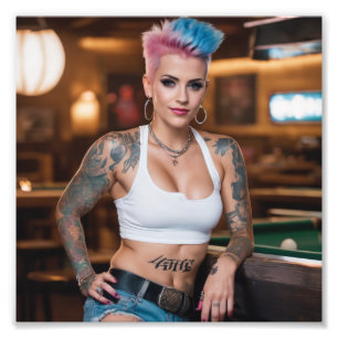 Foto Sonriente Hermoso Punk Alternativo Chica Bar en la