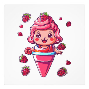 Foto Sorbete de frambuesa Kawaii