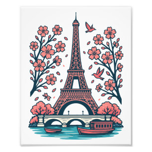 Foto Souvenir parisino Torre Eiffel Árbol de cerezos de