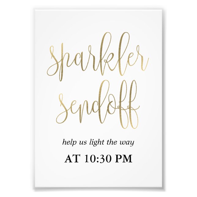 Foto Sparkler Sendoff Rótulo Elija Su Tamaño Faux Gold (Frente)