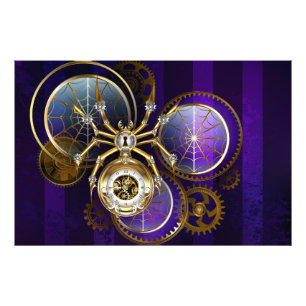 Foto Spider Steampunk sobre fondo morado