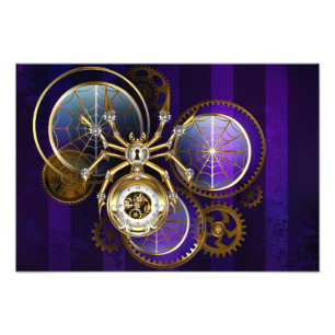 Foto Spider Steampunk sobre fondo morado