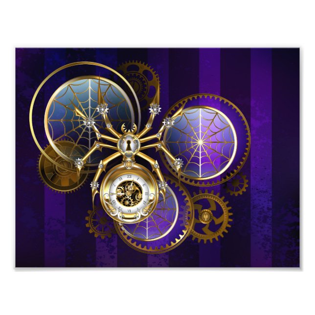 Foto Spider Steampunk sobre fondo morado (Frente)