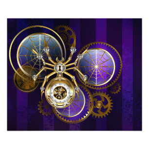 Foto Spider Steampunk sobre fondo morado