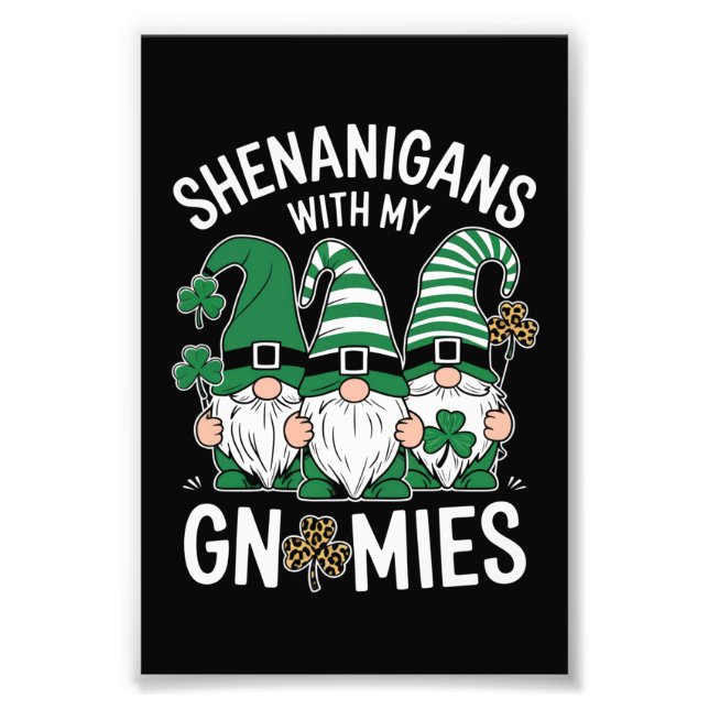 Foto St Patricks Day Lucky Shamrock Leopard Gnomes (Frente)