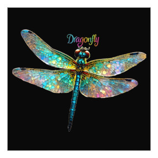 Foto Stained Glass Colorful Dragonfly