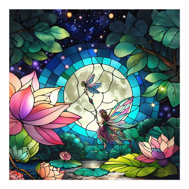 Foto Stained Glass Little Fairy With Dragonfly (Frente)