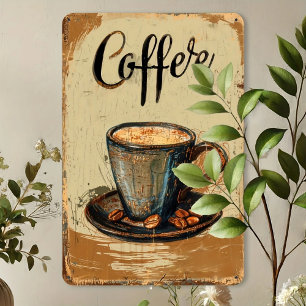 Foto Steaming Coffee Vintage Metal Sign
