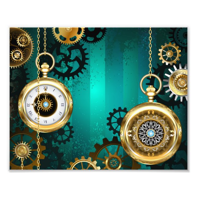 Foto Steampunk Jewelry Watch sobre un fondo verde (Frente)