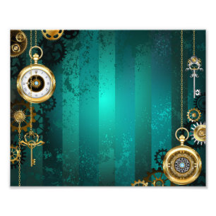 Foto Steampunk Jewelry Watch sobre un fondo verde