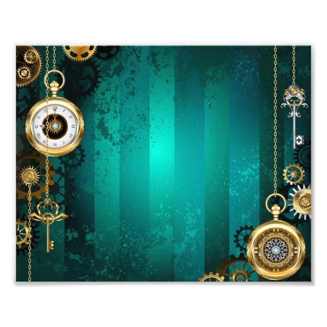 Foto Steampunk Jewelry Watch sobre un fondo verde (Frente)