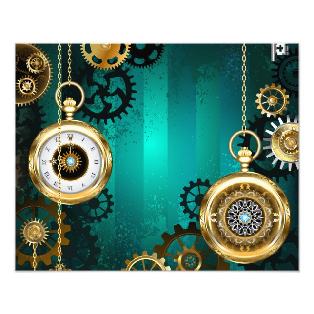 Foto Steampunk Jewelry Watch sobre un fondo verde (Frente)