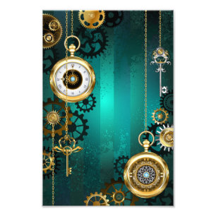 Foto Steampunk Jewelry Watch sobre un fondo verde