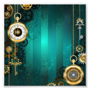 Foto Steampunk Jewelry Watch sobre un fondo verde