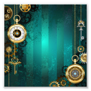 Foto Steampunk Jewelry Watch sobre un fondo verde