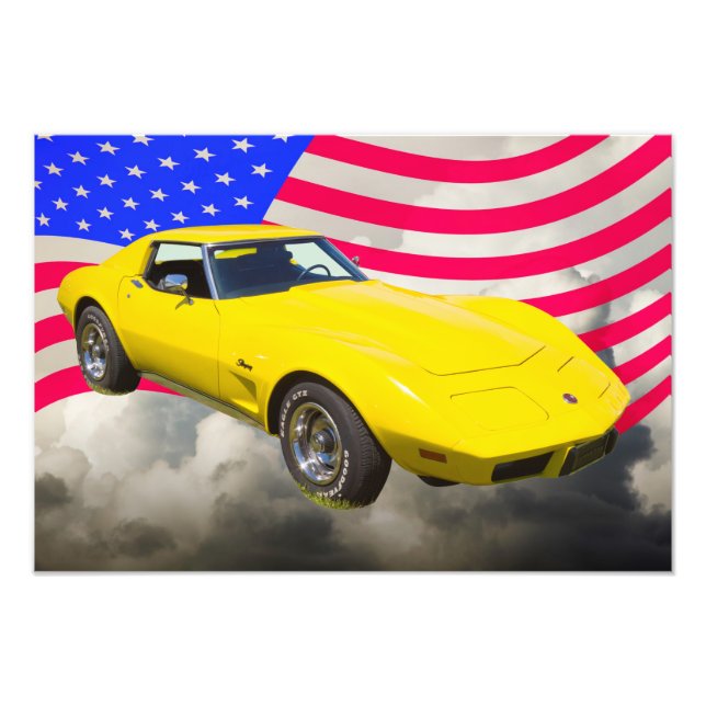 Foto Stingray, Corvette De 1975, Con Bandera Estadounid (Frente)