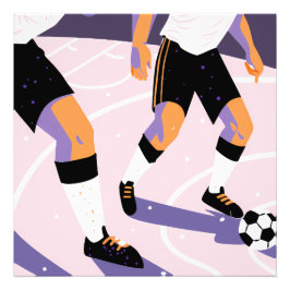 Foto Stylized Football Players Dribbling a Soccer Ball
