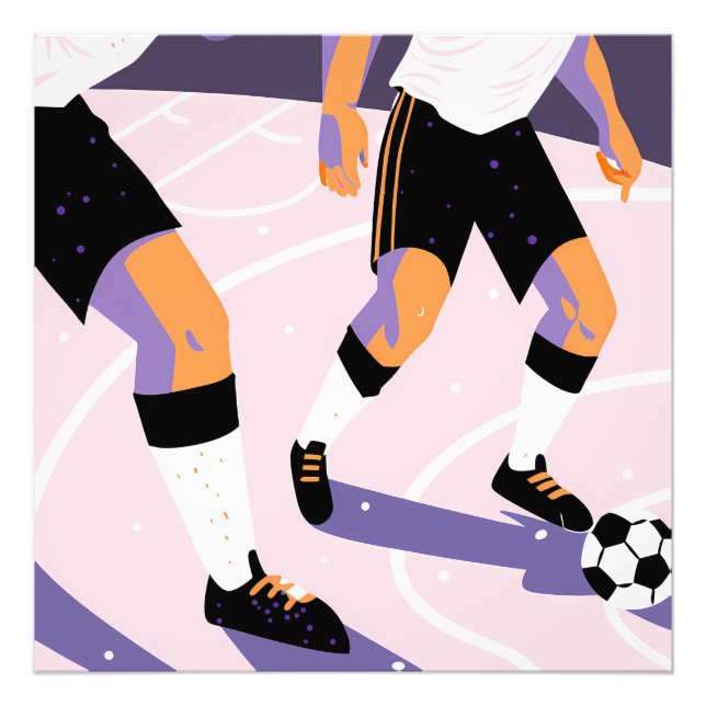 Foto Stylized Football Players Dribbling a Soccer Ball (Frente)