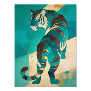 Foto Stylized Tiger with Gold Accents