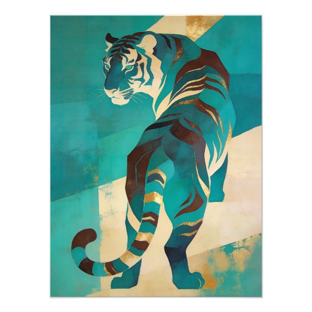 Foto Stylized Tiger with Gold Accents (Frente)