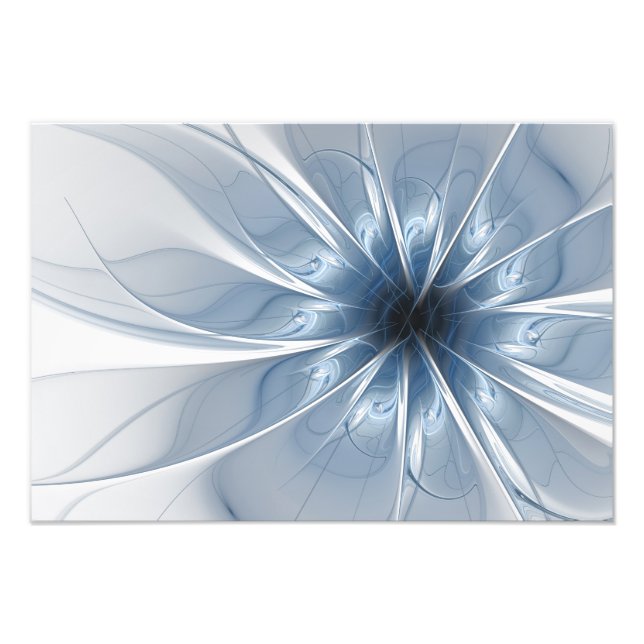 Foto Suave y delicado flor de fantasía fractal azul (Frente)