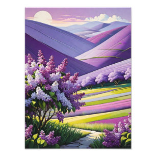 Foto Sueño de amatista: pintura de campo de flores