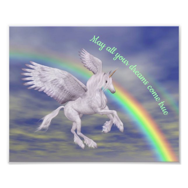 Foto Sueños de Unicornio sobre Arcoiris Inspiradores (Frente)