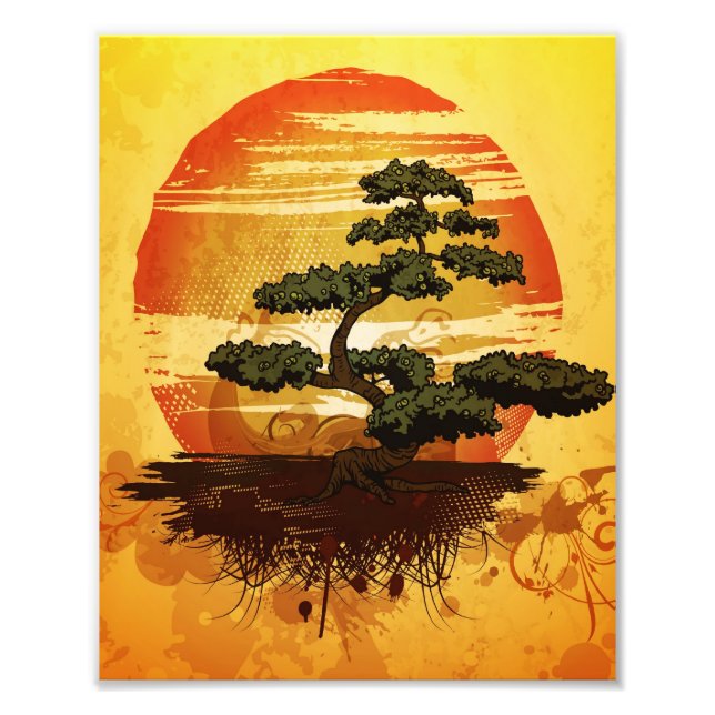 Foto Sunset de bonsai Tree japonés (Frente)