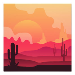 Foto Sunset Desert Cactus Silhouette Art