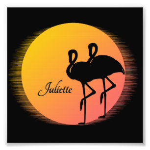 Foto Sunset Flamingos Personal con Nombre