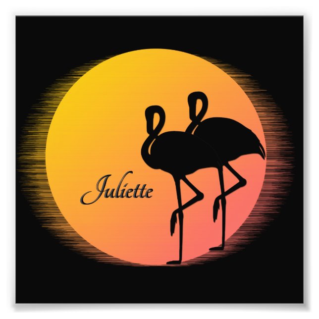 Foto Sunset Flamingos Personal con Nombre (Frente)
