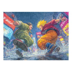 Foto Super Saiyan Goku Lucha Épica Bajo la Lluvia