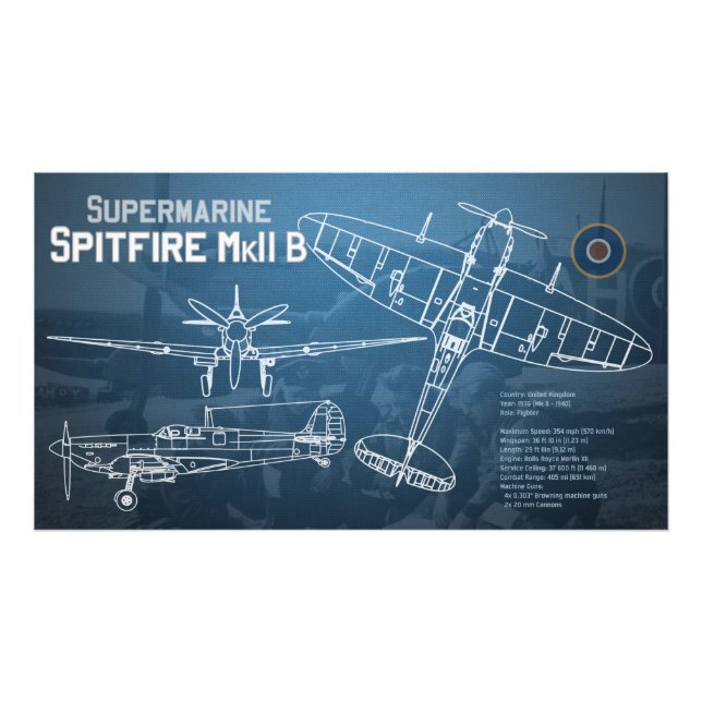 Foto Supermarine Spitfire MK II Blueprint (Frente)