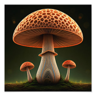 Foto Surreal Straw Mushroom Digital Watercolor Art