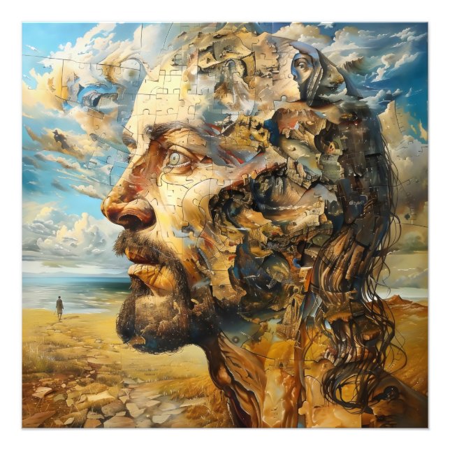 Foto Surrealismo Cabeza de rompecabezas (Frente)