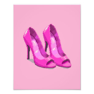 Foto Tacones Altos Rosas Estilo Pixel Art de 64 Bits