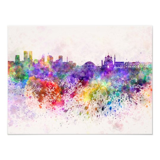 Foto Tallinn skyline in watercolor background