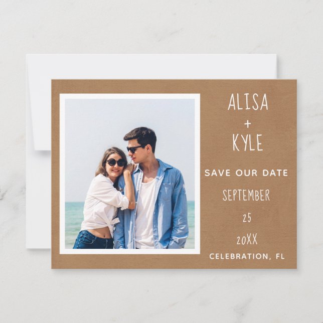 Foto Tan Modern Save the Date (Anverso)