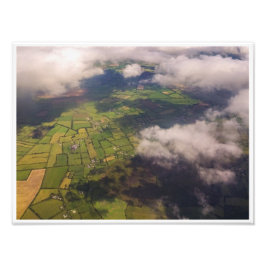 Foto Tapiz aéreo de tierras de cultivo y nubes de Irlan
