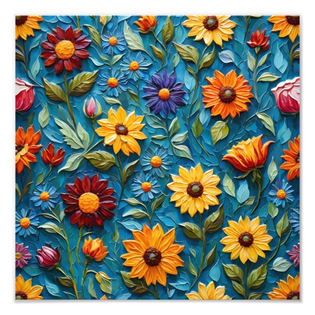 Foto Tapiz floral vibrante (Frente)