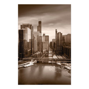 Foto Tarde BW de la opinión de la ciudad de Chicago
