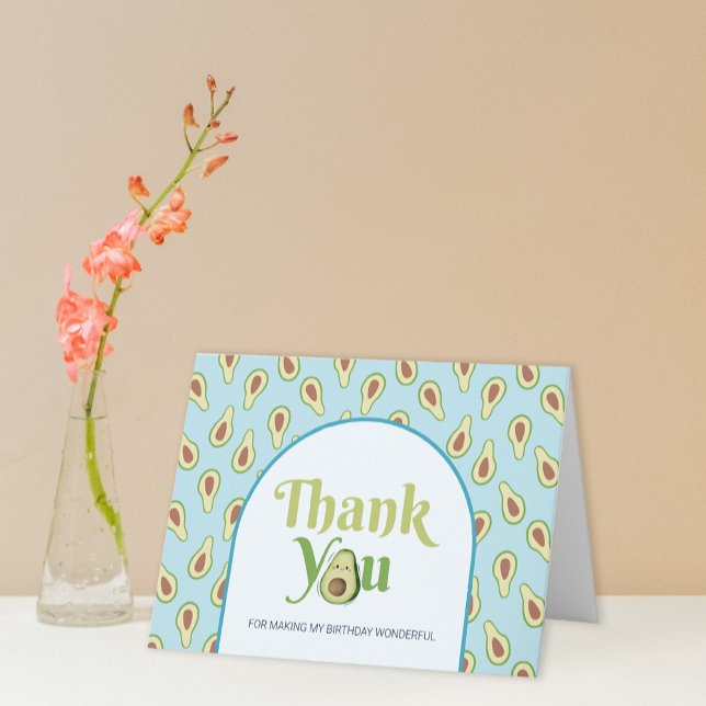 Foto Tarjeta de Agradecimiento por el 1er Cumpleañ (Photo Onederful Avocado 1st Birthday ThankYou Card)