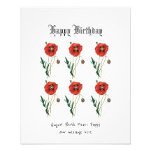 Tarjeta de cumpleaños de flor de abeja roja August