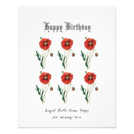 Foto Tarjeta de cumpleaños de flor de abeja roja August